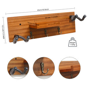 Supporto da Parete per <span class=keywords><strong>Chitarra</strong></span> e Ukulele in Legno Massello, Finitura Lucida, Espositore per Soggiorno, Formato a <span class=keywords><strong>Corda</strong></span>, Logo Personalizzabile - Product Image 6