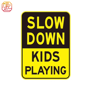 Señal Reflectante de Aluminio 'Reduzca la Velocidad, Niños Jugando', Señal de Seguridad Residencial Negra y Amarilla para Vecinados y Zonas Escolares - Product Image 1