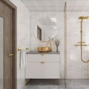 Vasque en pierre de quartz artificielle à vente chaude, armoire de salle de bain étanche, meuble-lavabo de salle de bain - Product Image 6
