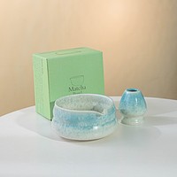 Bol à Matcha Double Face Moderne Écologique en Porcelaine avec Bec Verseur, Accessoires de Matcha de Qualité Alimentaire, Support pour Fouet en Verre – Vente en Gros
