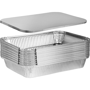 Factory Direct Sale Rectangular Silver Recyclable Aluminum <b>Foil</b> <b>Container</b> Customized - Product Image 1