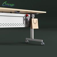 Table de formation modulaire pliable et extensible au design moderne avec roulettes, structure en fer, gain de place, bureau imbriqué, garantie 5 ans pour le bureau