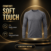 Maillot de course à manches longues en laine mérinos pour homme MereSports Premium, design uni, décontracté, séchage rapide, tricoté teint en fil 180g