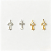 Breloques Croix Vintage en Laiton, Pendentifs Zircon Plaqué Or/Rhodium pour Accessoires de Bijoux Faits Main Rétro Religieux DIY