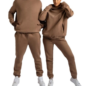 Design all'ingrosso la tua felpa in cotone 100% foderato in pile con cappuccio pantaloni da Jogger tuta tuta Set per donna e uomo - Product Image 3