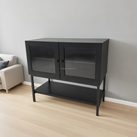 Buffet moderne de luxe en MDF noir, grande capacité, gain de place, pour salon, entrée, hôtel, appartement, chambre à coucher