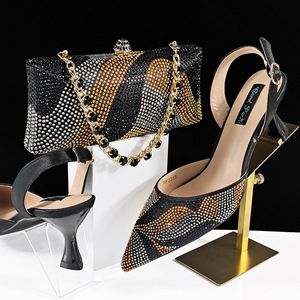 <span class=keywords><strong>Scarpe</strong></span> in oro glamour con borsa in cristallo Set <span class=keywords><strong>scarpe</strong></span> da sposa abbinate scintillante pochette di lusso tacco alto - Product Image 6