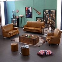 Braunes Leder Vintage Loves eater 1 2 3 Sofa garnitur mit hoher Rückenlehne