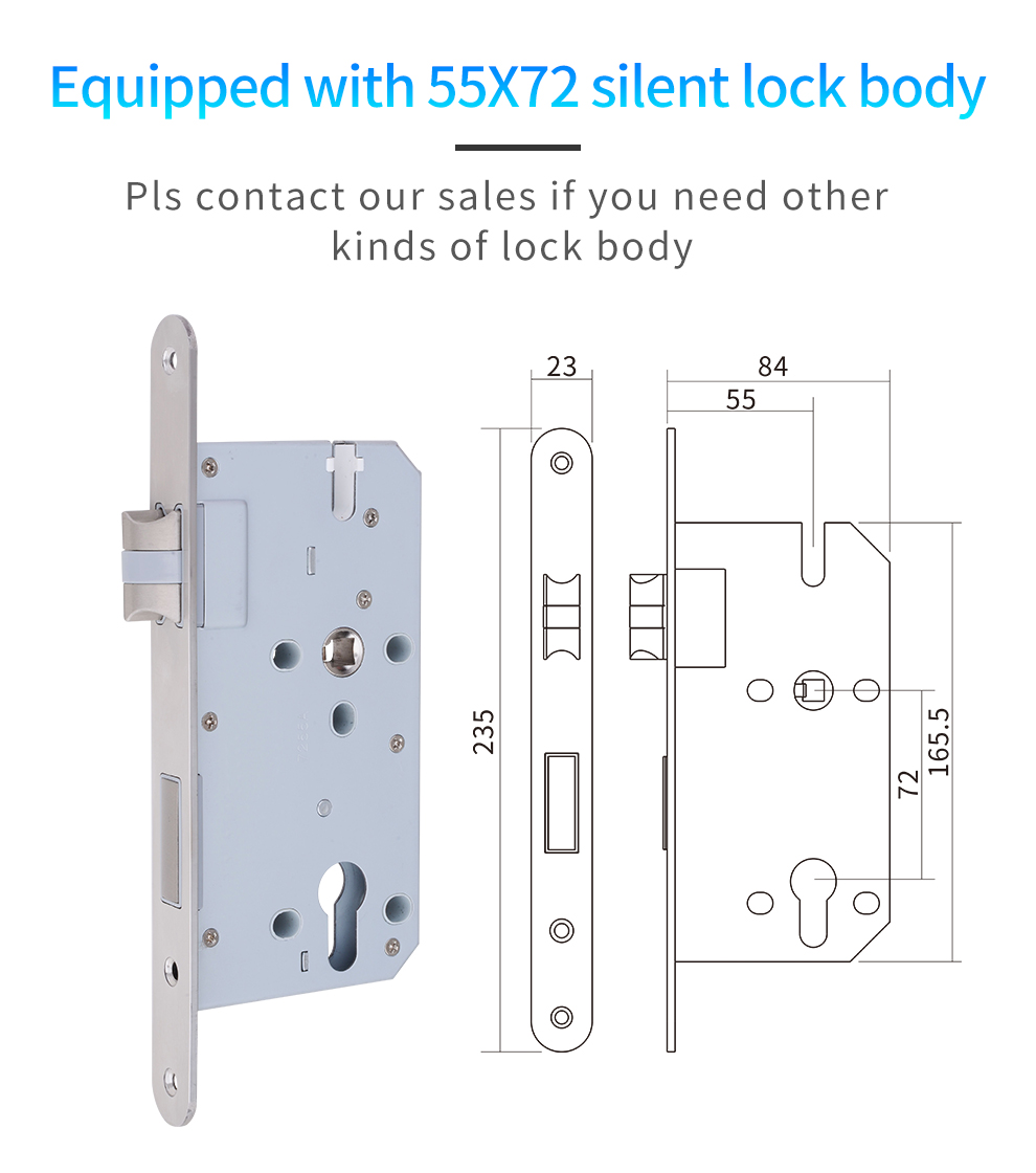 Glomarket Tuya Simple Design Indoor Smart Fingerprint Door Lock Password Handle Smart Door Lock