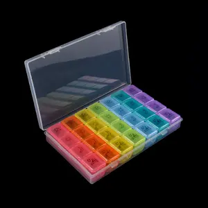 Hot selling 7 day 28 case colored pill box organizer 4 Time a Day Weekly Large Travel Pill Organizer