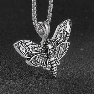 Collar con Colgante de Acero Inoxidable con Diseño de Mariposa y Efecto Esqueleto, Accesorios de Moda al por Mayor - Product Image 1