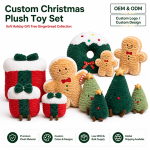 Set di Cuscini Natalizi in Peluche, Albero, Scatola Regalo, Omino di Pan di Zenzero, Decorazioni Morbide, OEM ODM Personalizzabili, Vendita all'Ingrosso - Product Image 1