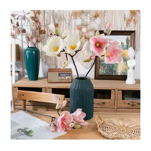 E- cloth single stem magnolia flowers artificial magnolia faux evergreen fake orchid flower for home vase decoration
