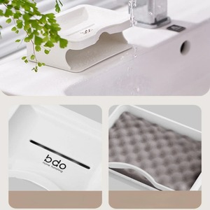 Jabonera de Plástico con Drenaje, Color Liso, con Esponja, Estilo Japonés Minimalista, de Doble Capa, para Baño - Product Image 5