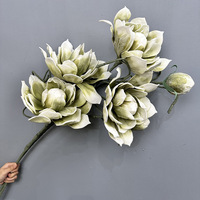 LE-432 Ramo de Magnolia Artificial de Alta Calidad con Tacto Real, Arreglo Floral de EVA para Decoración de Bodas y Hogar, OEM ODM