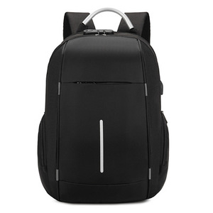 Minimalist <b>Black</b> Nylon Laptop <b>Backpack</b> with Zipper Closure and Water Resistance 20-39L Capacity Unisex Softback Design - Product Image 1