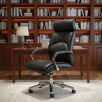 Chaise de bureau ergonomique pivotante moderne en cuir PU, grande et haute, de luxe, pour dirigeant, visiteur, avec roulettes