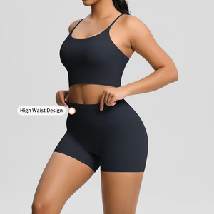 Conjunto Deportivo de 3 Piezas para Mujer, Shorts de Cintura Alta, Leggings para <span class=keywords><strong>Gimnasio</strong></span>, Cómodos, de Secado Rápido y Transpirables, Venta al Por Mayor - Product Image 5