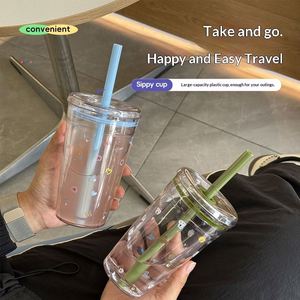 New High Appearance Milk Tea Small Blue Bottle Plastic <b>Cup</b> Pink Cute <b>Hello</b> <b>Kitty</b> Straw <b>Cup</b> Large Capacity Portable Water <b>Cup</b> - Product Image 3