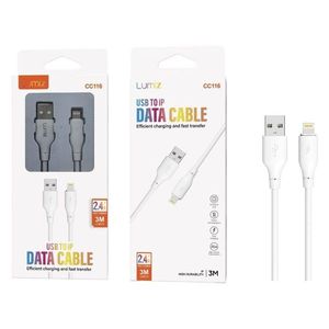Câble de données USB vers IP Lumiz 3M 2.4A pour charge rapide et transfert - Product Image 1