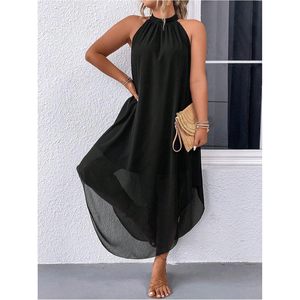 Vestido Largo Halter para Mujer, Estilo Bohemio Asimétrico, Holgado, de Gasa, para Fiesta, Playa o Vacaciones - Product Image 6