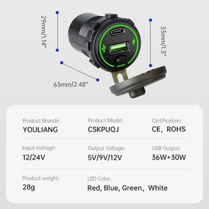 Cargador de Coche <span class=keywords><strong>USB</strong></span> C Súper Rápido de 12V 24V al por Mayor de Fábrica con Interruptor de Encendido/Apagado - Product Image 2