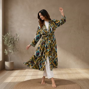 Robe longue en mousseline de coton 100% à imprimé floral blanc, coupe ample, col en V, impression numérique élégante, tenue décontractée d'été - Product Image 1
