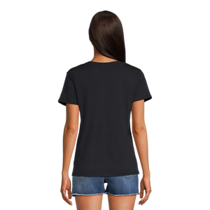 เสื้อยืดคอวีผ้าฝ้ายพิมพ์ลายช่องว่างสำหรับผู้หญิงเสื้อยืดออกแบบได้ตามต้องการ - Product Image 3