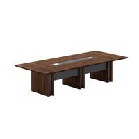 Table de conférence contemporaine en forme de bateau de 3,2 m, grand bureau de salle de réunion, mobilier de salle de conseil en stratifié imitation bois