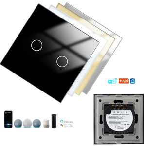 Interruptor Dimmer Inteligente WiFi 2026 de 1 Canal com <span class=keywords><strong>3</strong></span> Botões de Toque, Interruptor WiFi Inteligente de Vidro Preto de 1 Via, Interruptor WiFi Tuya - Product Image 2