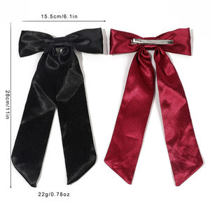 Neue Quaste Band Bogen Mädchen Haar Klaue einfarbig lange Schwanz Bowknot Bogen Haars pangen Frauen Stoff süße Band Ente <span class=keywords><strong>Clip</strong></span> Haar griffe - Product Image 4