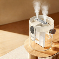 Humidificateur ultrasonique portable mini avec écran numérique, 3 modes de brumisation, alimentation USB et veilleuse, design moderne et simple