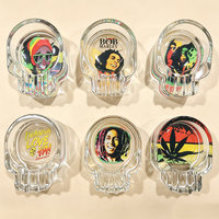 Petit cendrier en verre en forme de crâne, impression UV colorée, accessoire pour fumeurs pour hôtel, KTV, bureau