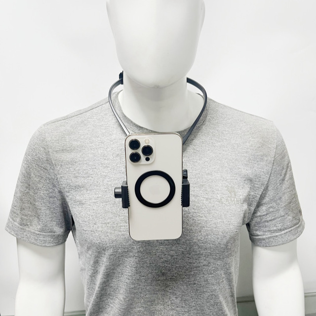 Hands-Free Neck Mount Holder for Smartphone & Action Camera, Wearable POV Shooting Stand for Sports Recording