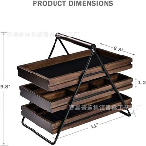 Support de rangement à bijoux en bois multi-niveaux, organisateur de bureau coulissant à 3 niveaux pour boucles d'oreilles, colliers et montres - Product Image 4