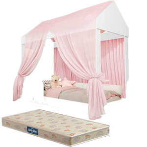 <span class=keywords><strong>Letto</strong></span> per Bambini in MDF di Alta Qualità, Design Moderno e Allegro, Comodo Materasso, Struttura Bassa Rosa con <span class=keywords><strong>Protezione</strong></span> Laterale - Product Image 1