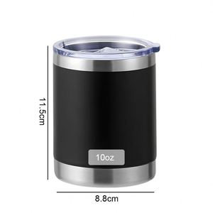 Custom 10oz Stainless Steel Travel Coffee Mug <b>Double</b> <b>Wall</b> Reusable Powder Coated Cup 10 oz Insulated Lowball Tumblers with Lid - Product Image 2