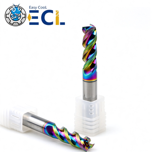 Fraise à queue en carbure ECL à 3 cannelures, revêtement arc-en-ciel, pour CNC, OEM ODM, refroidissement facile - Product Image 2