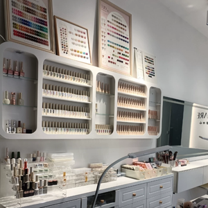 Modern Wood <b>Mirror</b> Station with Multiple <b>Storage</b> Space Portable & Eco-Friendly for <b>Salon</b> & Supermarket Use - Product Image 4