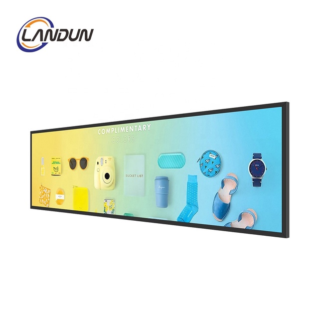 Custom Large Size LCD Display Screen 75 86 88 Inch Wall Mounted Indoor Shopping Mall Ultra Wide Strip Advertising Digital