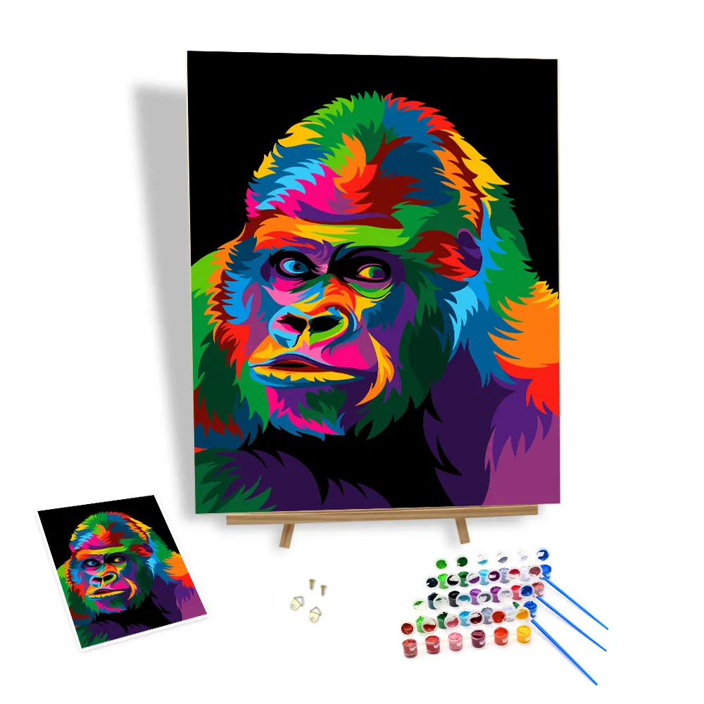 Commercio all'ingrosso della fabbrica fai da te dalla pittura digitale Zoo Gorilla Wall Art pittura a olio decorativa sulla tela pittura vivida