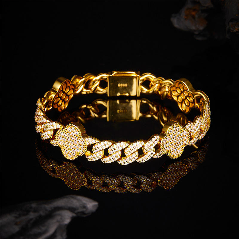 12.5CT-Clear Moissanite 18K Gold Bracelet