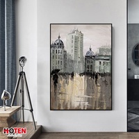 Peinture décorative de fond de ville de pluie de Paris, peinture à l'huile personnalisée peinte à la main