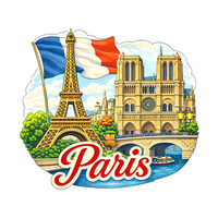 Aimant de réfrigérateur personnalisé en résine polyester 3D, souvenir de voyage moderne de taille moyenne, Paris