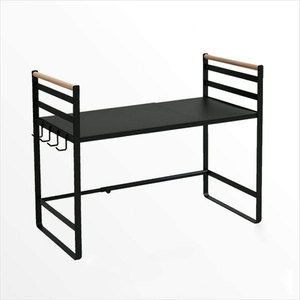 Duy nhất <span class=keywords><strong>Tier</strong></span> bếp Mesa Khả năng mở rộng lò vi sóng Rack với Hook Nồi cơm điện lưu trữ chủ gỗ xử lý gia vị kệ - Product Image 5