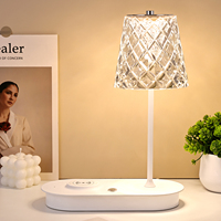 Lampe de bureau LED avec chargeur sans fil Moderne lumière chaude étape luminosité acrylique abat-jour transparent RVB couleur changement décor