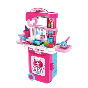 EPT 3 in1 Girls Cooking Chef Pretend Kitchen Trolley valigia Set <span class=keywords><strong>giocattolo</strong></span> da <span class=keywords><strong>cucina</strong></span> per ragazza con funzione luce e musica - Product Image 2