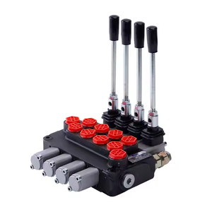Válvula de Control Hidráulico DCV20-6 20LPM, Válvula Direccional Monobloque con Cuatro Palancas y Tapas Rojas - Product Image 6