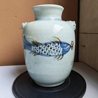 RZNA32-A peint à la main sous glaçure rouge hiver Melon pot poisson de bon augure Mortif Vase cadeau d'affaires durable personnalisable