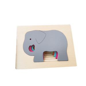 Rompecabezas de madera con diseño de animales, 4 piezas, diseño colorido en capas para niños pequeños, educación temprana, estilo Montessori - Product Image 5